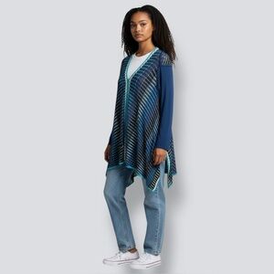 NIC + ZOE Cotton Blend Knit Sharkbite Hem Tunic / Mini Dress V-Neck Sweater Sz L